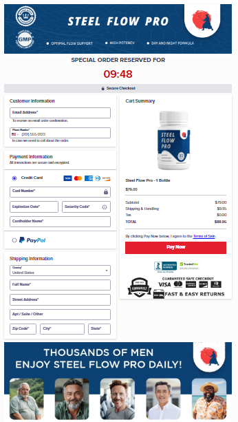 Steel flow pro order page